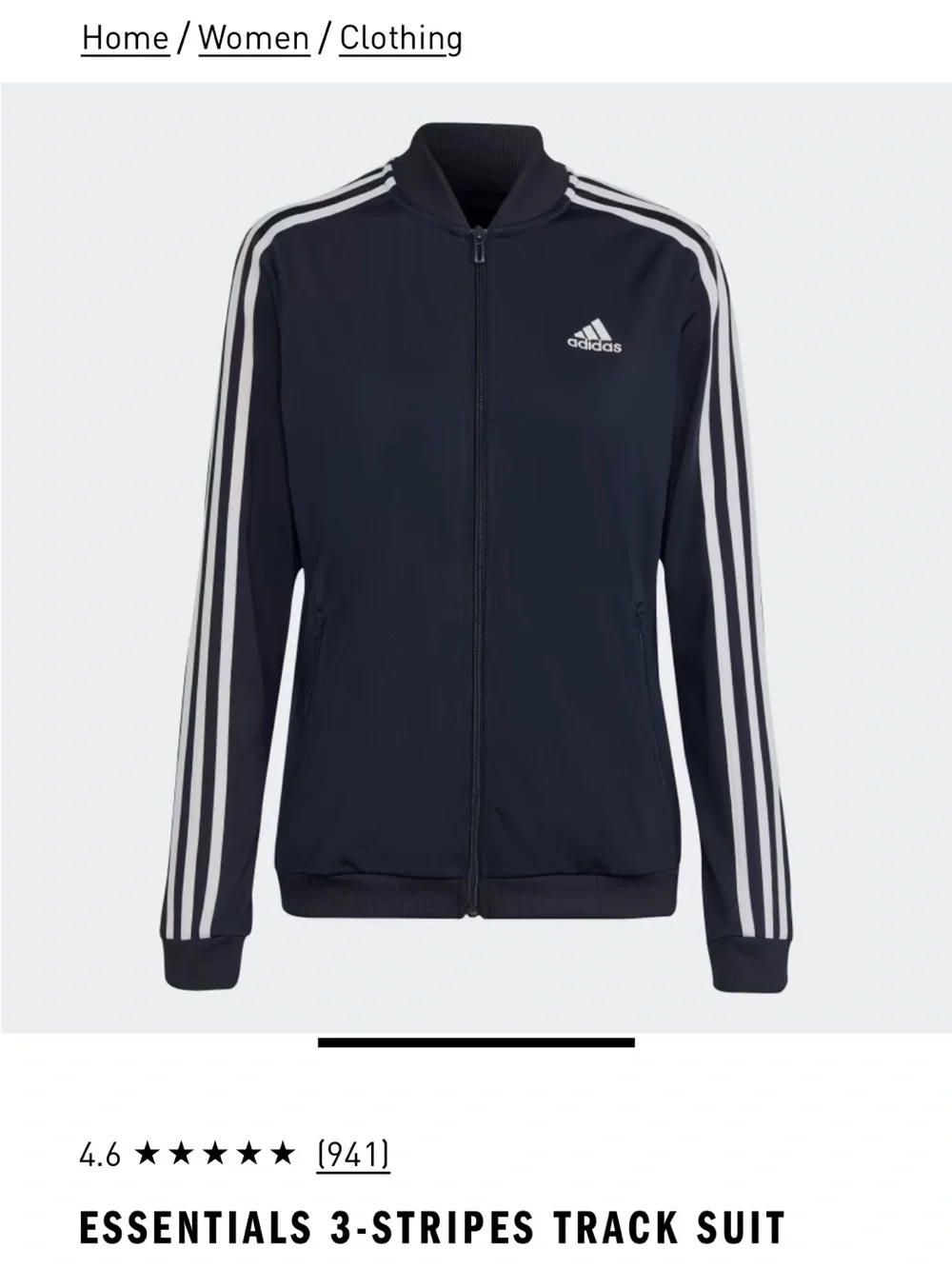 Adidas Essentials 3-Stripes Track Jacket - Navy & White